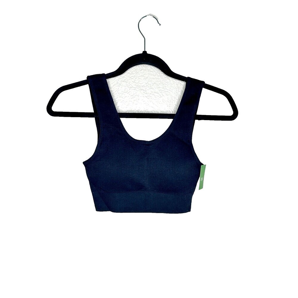 NEW Dip Sports Bra Womens Small Athletic Gym Yoga Black Ribbed Seamless Stretch